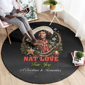 Nat Love Wild West Christmas Round Carpet African American Cowboy Holiday Portrait Art