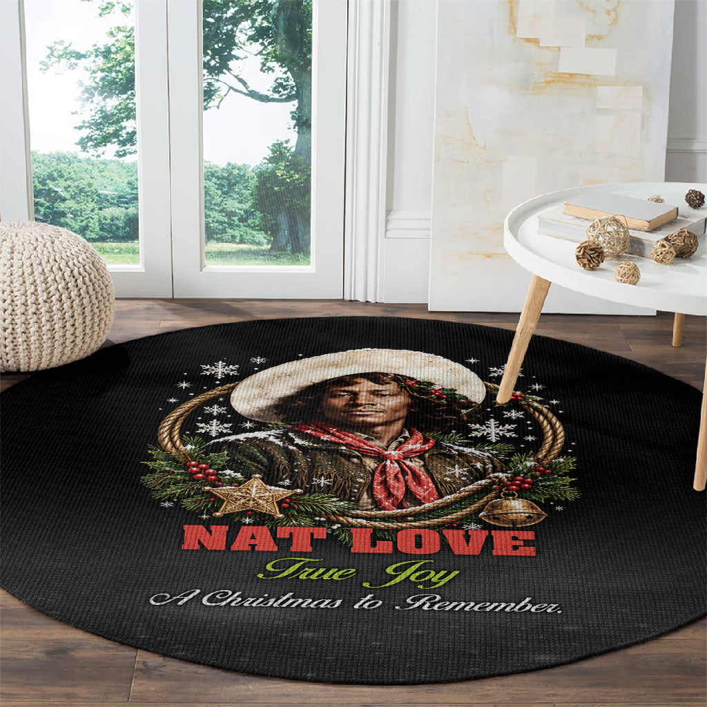 Nat Love Wild West Christmas Round Carpet African American Cowboy Holiday Portrait Art