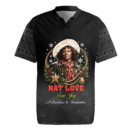 Nat Love Wild West Christmas Rugby Jersey African American Cowboy Holiday Portrait Art
