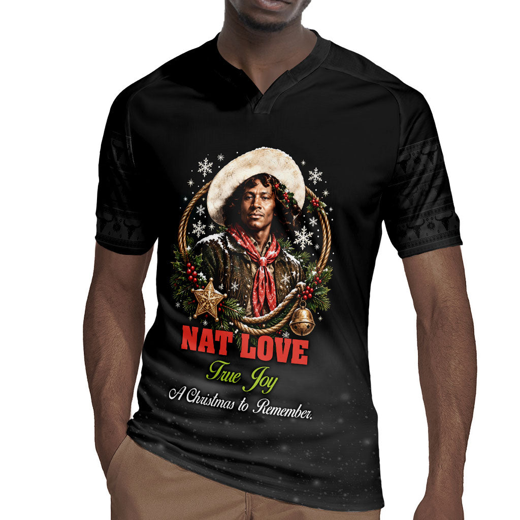 Nat Love Wild West Christmas Rugby Jersey African American Cowboy Holiday Portrait Art