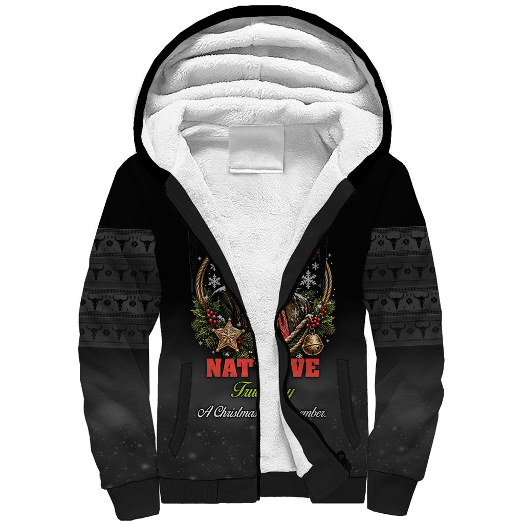 Nat Love Wild West Christmas Sherpa Hoodie African American Cowboy Holiday Portrait Art