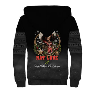 Nat Love Wild West Christmas Sherpa Hoodie African American Cowboy Holiday Portrait Art