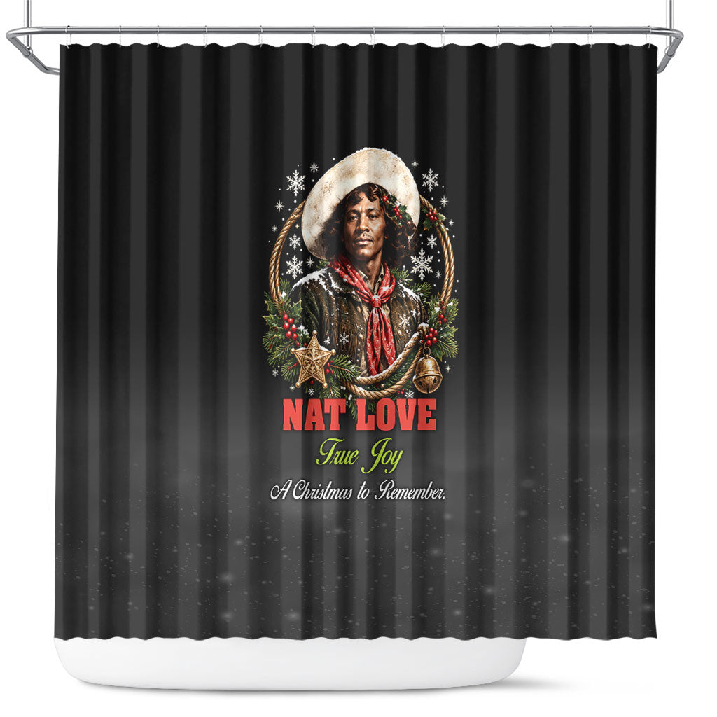 Nat Love Wild West Christmas Shower Curtain African American Cowboy Holiday Portrait Art