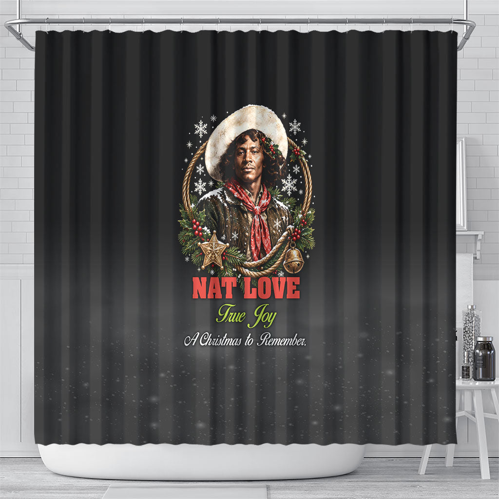 Nat Love Wild West Christmas Shower Curtain African American Cowboy Holiday Portrait Art