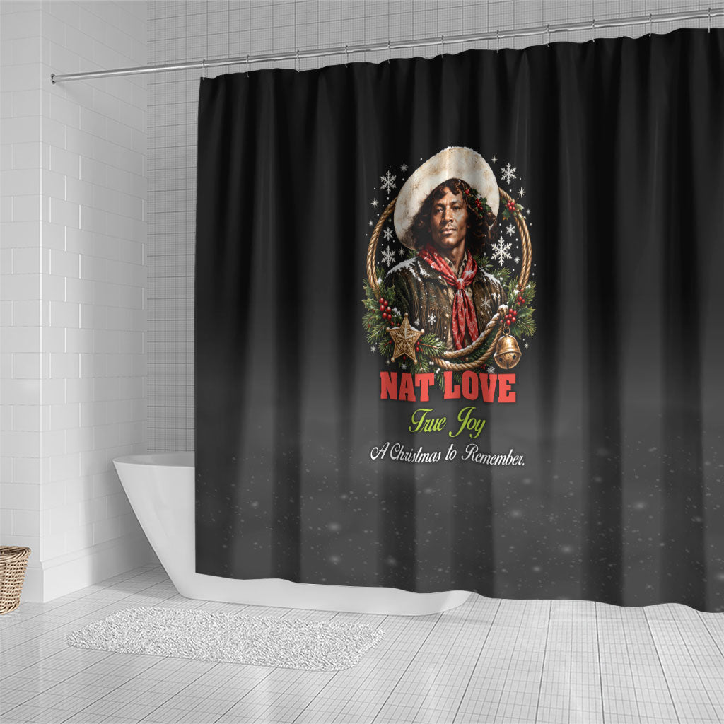 Nat Love Wild West Christmas Shower Curtain African American Cowboy Holiday Portrait Art