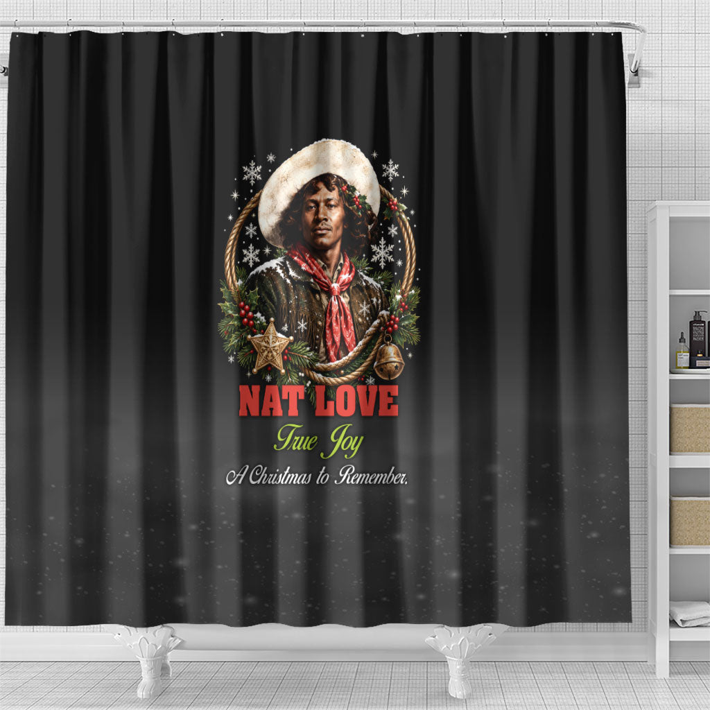 Nat Love Wild West Christmas Shower Curtain African American Cowboy Holiday Portrait Art