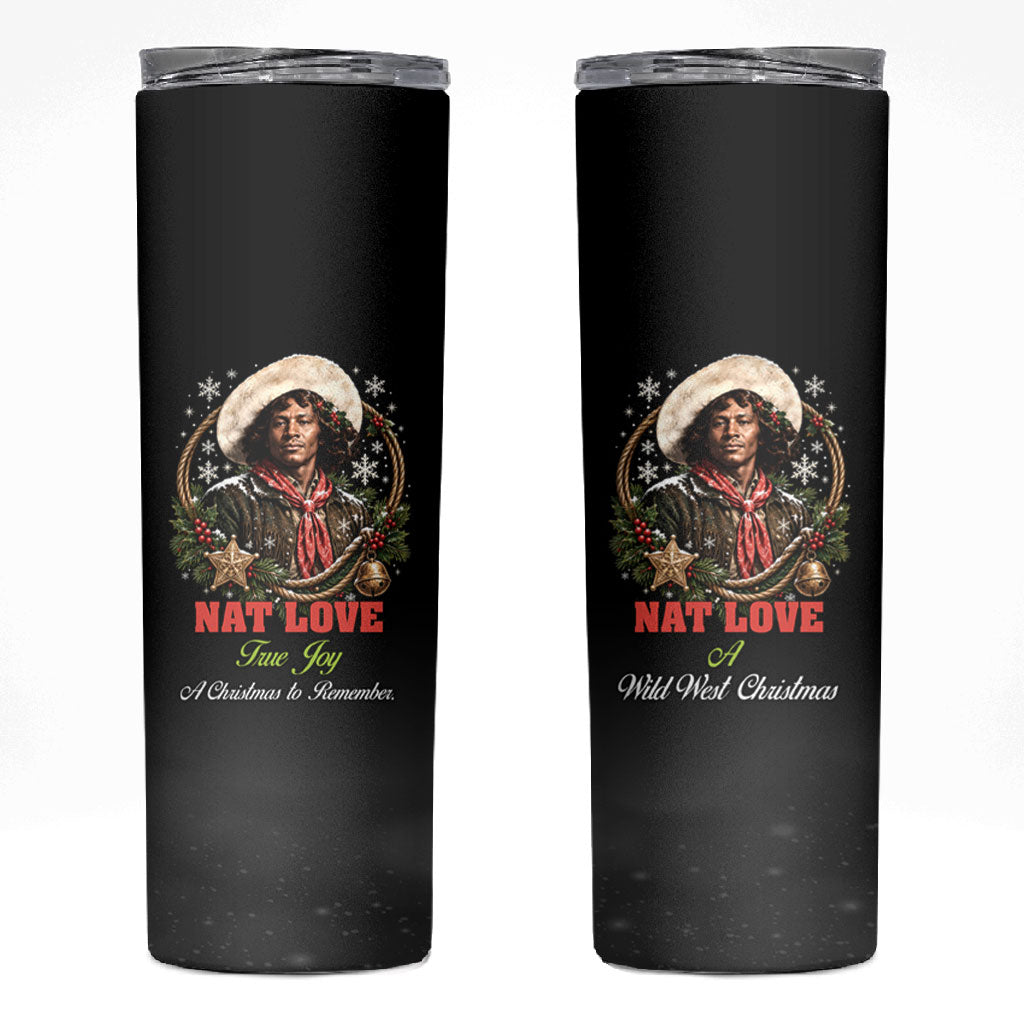Nat Love Wild West Christmas Skinny Tumbler African American Cowboy Holiday Portrait Art