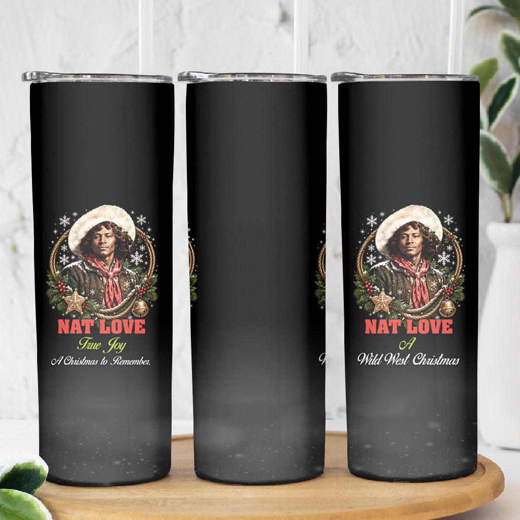 Nat Love Wild West Christmas Skinny Tumbler African American Cowboy Holiday Portrait Art