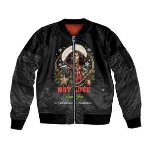 Nat Love Wild West Christmas Sleeve Zip Bomber Jacket African American Cowboy Holiday Portrait Art