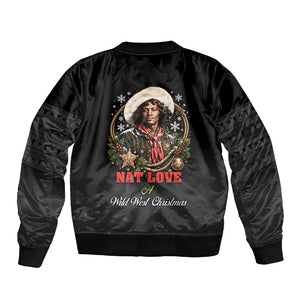 Nat Love Wild West Christmas Sleeve Zip Bomber Jacket African American Cowboy Holiday Portrait Art