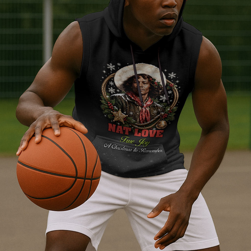 Nat Love Wild West Christmas Sleeveless Hoodie African American Cowboy Holiday Portrait Art