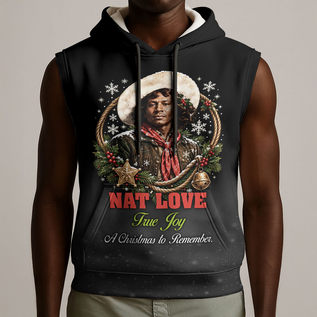 Nat Love Wild West Christmas Sleeveless Hoodie African American Cowboy Holiday Portrait Art