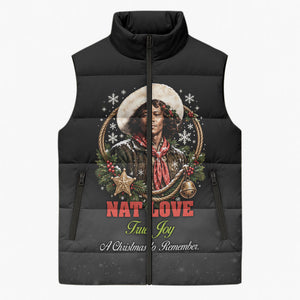 Nat Love Wild West Christmas Sleeveless Puffer Jacket African American Cowboy Holiday Portrait Art