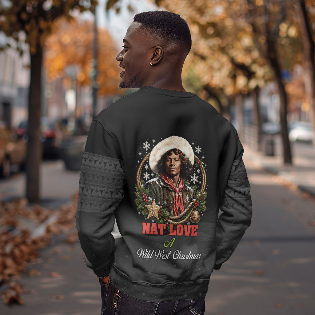 Nat Love Wild West Christmas Sweatshirt African American Cowboy Holiday Portrait Art