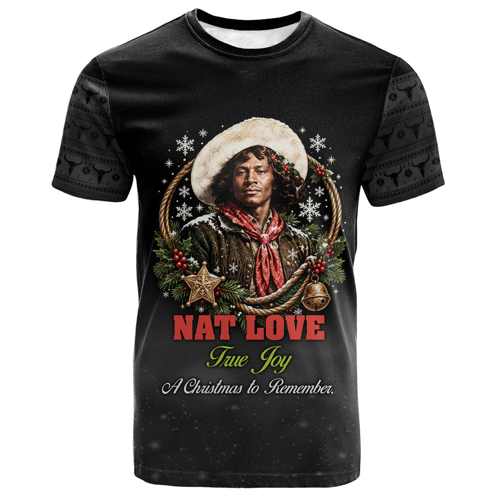 Nat Love Wild West Christmas T shirt African American Cowboy Holiday Portrait Art