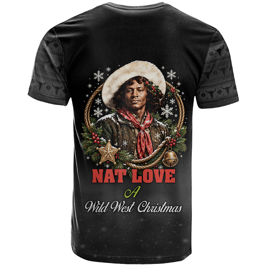 Nat Love Wild West Christmas T shirt African American Cowboy Holiday Portrait Art