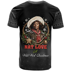 Nat Love Wild West Christmas T shirt African American Cowboy Holiday Portrait Art