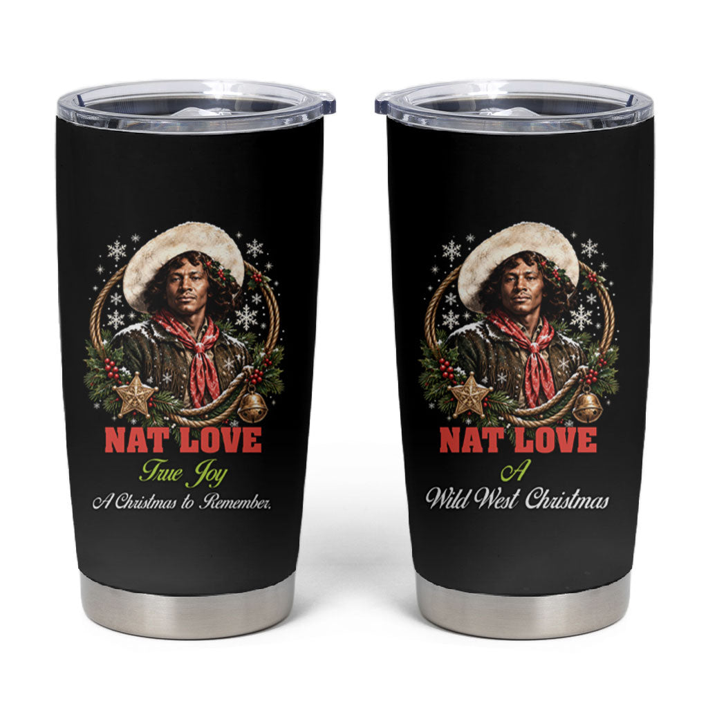 Nat Love Wild West Christmas Tumbler Cup African American Cowboy Holiday Portrait Art