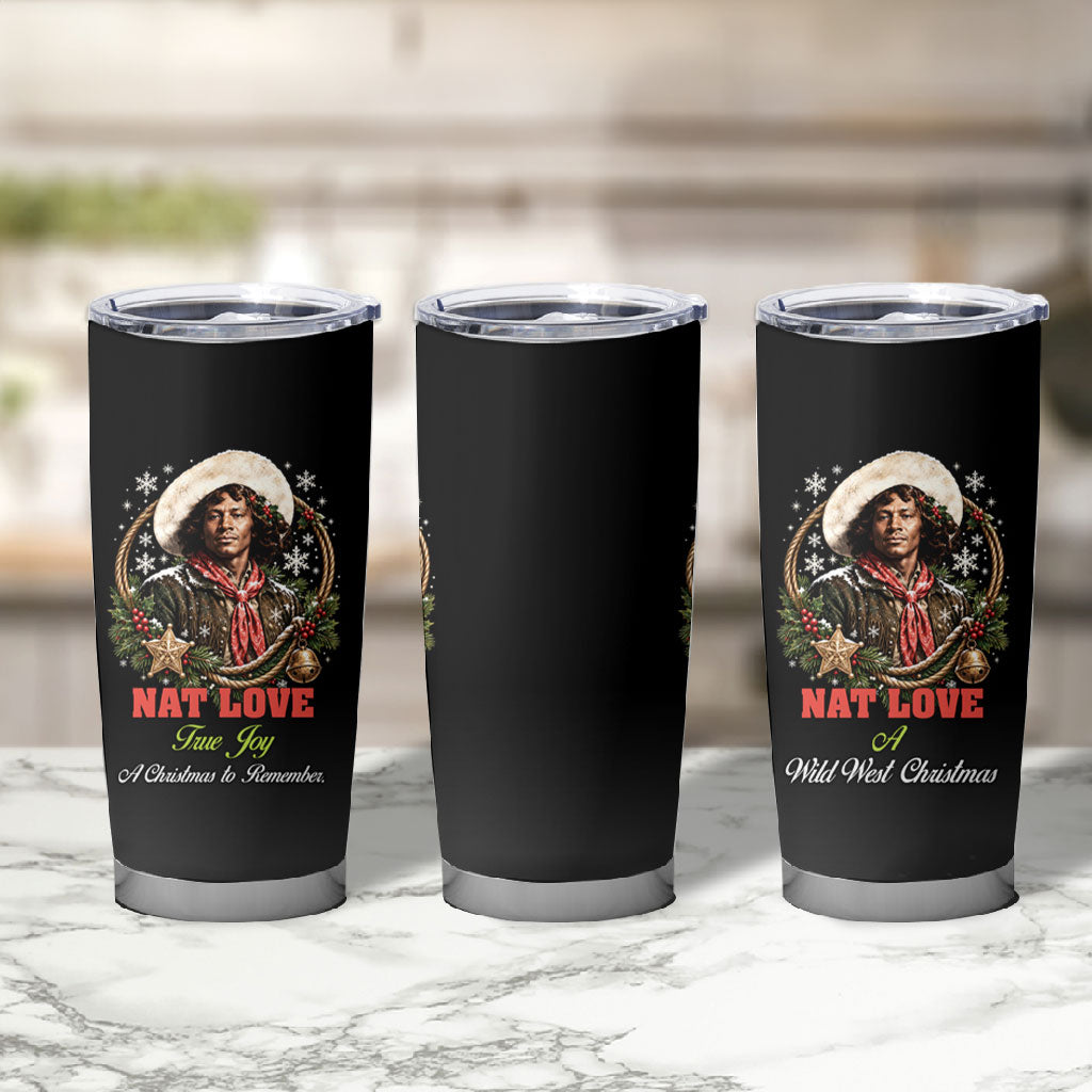 Nat Love Wild West Christmas Tumbler Cup African American Cowboy Holiday Portrait Art
