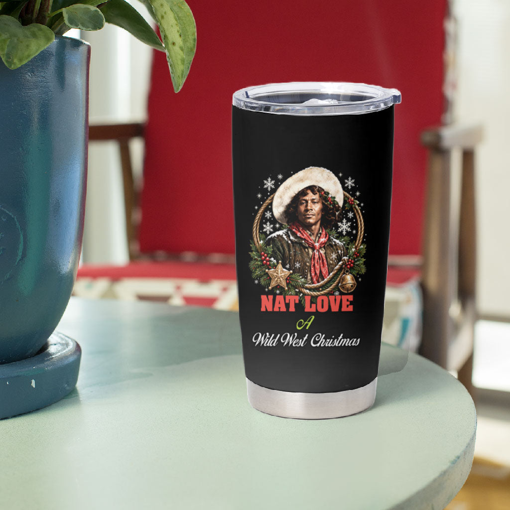Nat Love Wild West Christmas Tumbler Cup African American Cowboy Holiday Portrait Art