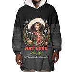 Nat Love Wild West Christmas Wearable Blanket Hoodie African American Cowboy Holiday Portrait Art