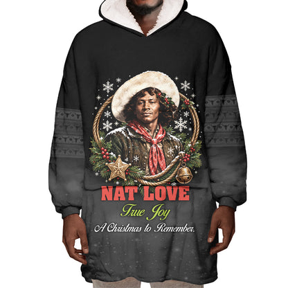 Nat Love Wild West Christmas Wearable Blanket Hoodie African American Cowboy Holiday Portrait Art