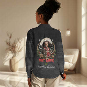 Nat Love Wild West Christmas Women Casual Shirt African American Cowboy Holiday Portrait Art