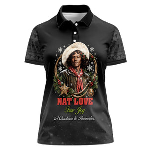 Nat Love Wild West Christmas Women Polo Shirt African American Cowboy Holiday Portrait Art
