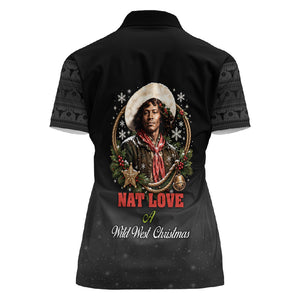 Nat Love Wild West Christmas Women Polo Shirt African American Cowboy Holiday Portrait Art