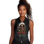 Nat Love Wild West Christmas Women Sleeveless Polo Shirt African American Cowboy Holiday Portrait Art