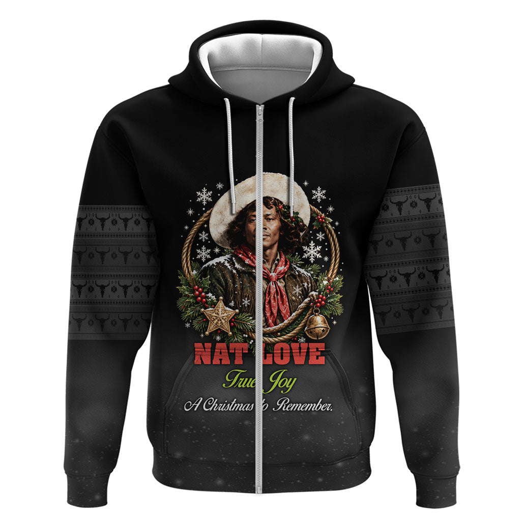 Nat Love Wild West Christmas Zip Hoodie African American Cowboy Holiday Portrait Art