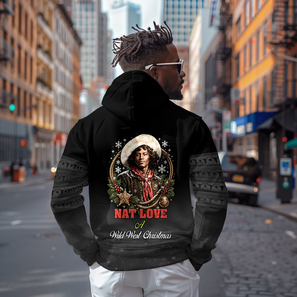 Nat Love Wild West Christmas Zip Hoodie African American Cowboy Holiday Portrait Art