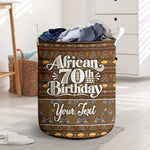 Personalized African 70th Birthday Laundry Basket Tribal Pattern Mudcloth Heritage Art