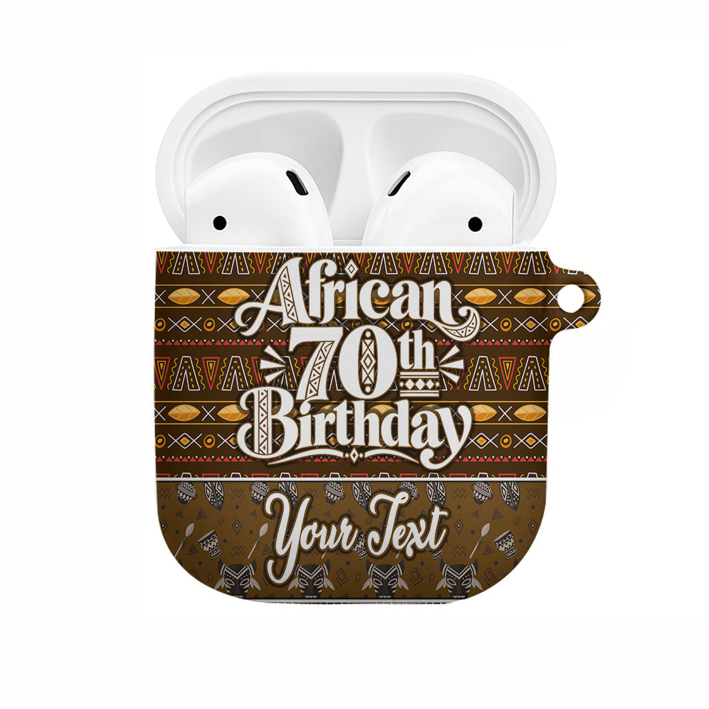 Personalized African 70th Birthday AirPods Case Tribal Pattern Mudcloth Heritage Art