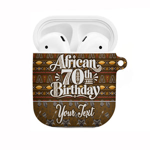Personalized African 70th Birthday AirPods Case Tribal Pattern Mudcloth Heritage Art