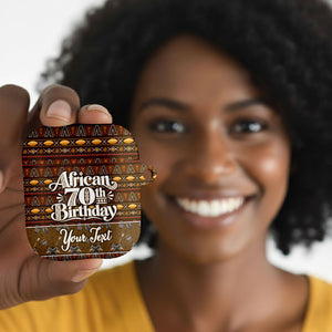 Personalized African 70th Birthday AirPods Case Tribal Pattern Mudcloth Heritage Art