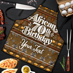 Personalized African 70th Birthday Apron Tribal Pattern Mudcloth Heritage Art
