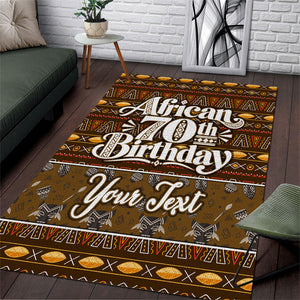 Personalized African 70th Birthday Area Rug Tribal Pattern Mudcloth Heritage Art