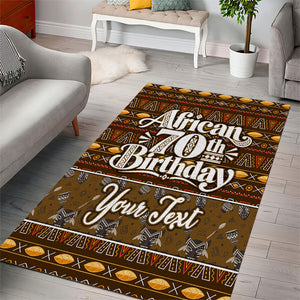 Personalized African 70th Birthday Area Rug Tribal Pattern Mudcloth Heritage Art