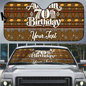 Personalized African 70th Birthday Auto Sun Shade Tribal Pattern Mudcloth Heritage Art