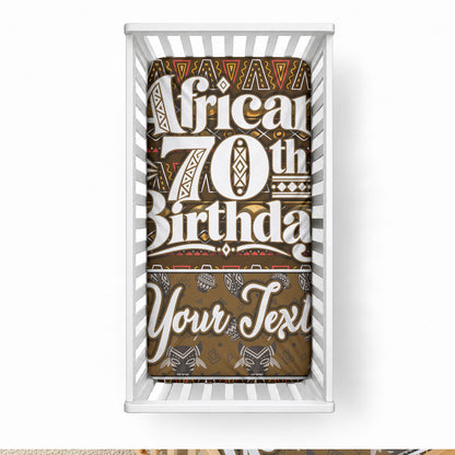 Personalized African 70th Birthday Baby Bed Cover Tribal Pattern Mudcloth Heritage Art