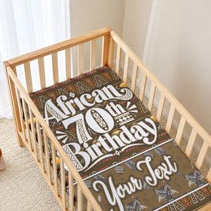 Personalized African 70th Birthday Baby Bed Cover Tribal Pattern Mudcloth Heritage Art
