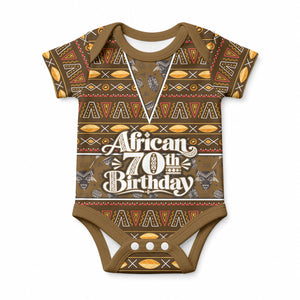 Personalized African 70th Birthday Baby Onesie Tribal Pattern Mudcloth Heritage Art