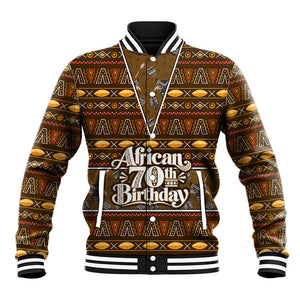 Personalized African 70th Birthday Baseball Jacket Tribal Pattern Mudcloth Heritage Art