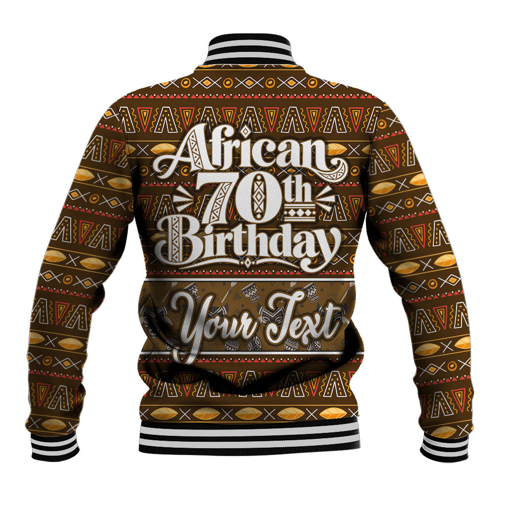 Personalized African 70th Birthday Baseball Jacket Tribal Pattern Mudcloth Heritage Art