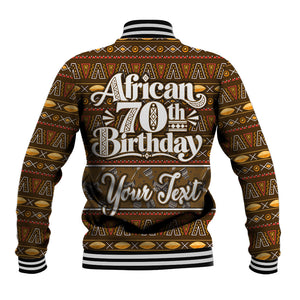 Personalized African 70th Birthday Baseball Jacket Tribal Pattern Mudcloth Heritage Art