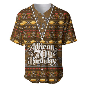 Personalized African 70th Birthday Baseball Jersey Tribal Pattern Mudcloth Heritage Art