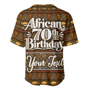Personalized African 70th Birthday Baseball Jersey Tribal Pattern Mudcloth Heritage Art