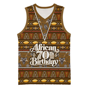 Personalized African 70th Birthday Basketball Jersey Tribal Pattern Mudcloth Heritage Art