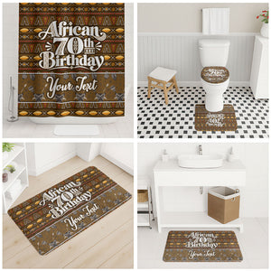 Personalized African 70th Birthday Bathroom Set Tribal Pattern Mudcloth Heritage Art